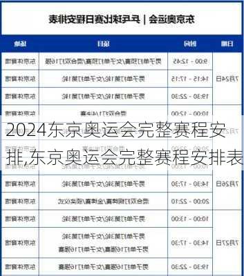 东京奥运会完整赛程安排,东京奥运会完整赛程安排表