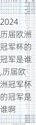 历届欧洲冠军杯的冠军是谁,历届欧洲冠军杯的冠军是谁啊