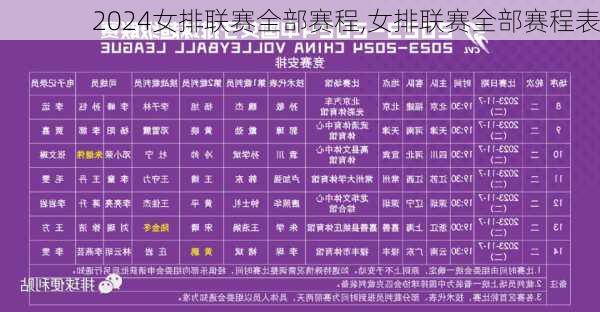 女排联赛全部赛程,女排联赛全部赛程表