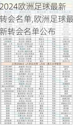 欧洲足球最新转会名单,欧洲足球最新转会名单公布