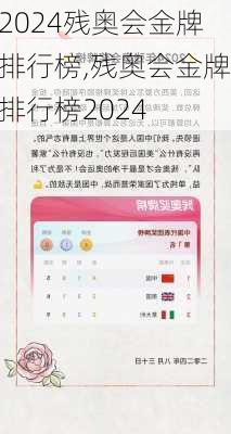 残奥会金牌排行榜,残奥会金牌排行榜2024