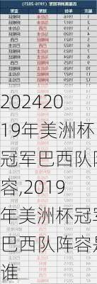 2019年美洲杯冠军巴西队阵容,2019年美洲杯冠军巴西队阵容是谁