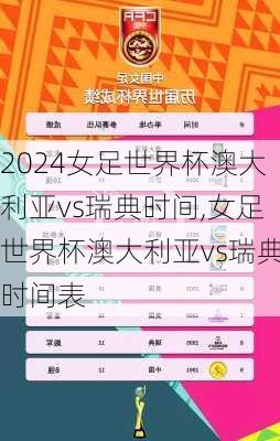 女足世界杯澳大利亚vs瑞典时间,女足世界杯澳大利亚vs瑞典时间表