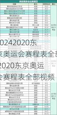 2020东京奥运会赛程表全部,2020东京奥运会赛程表全部视频