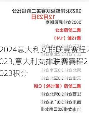 意大利女排联赛赛程2023,意大利女排联赛赛程2023积分