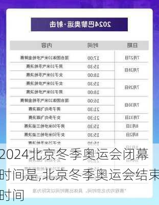 北京冬季奥运会闭幕时间是,北京冬季奥运会结束时间
