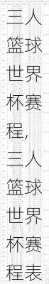 三人篮球世界杯赛程,三人篮球世界杯赛程表