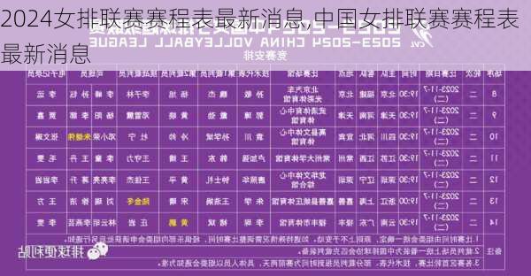 女排联赛赛程表最新消息,中国女排联赛赛程表最新消息