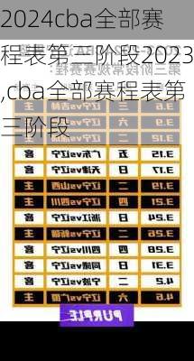 cba全部赛程表第三阶段2023,cba全部赛程表第三阶段