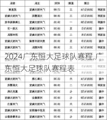 广东恒大足球队赛程,广东恒大足球队赛程表