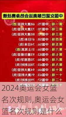 奥运会女篮名次规则,奥运会女篮名次规则是什么