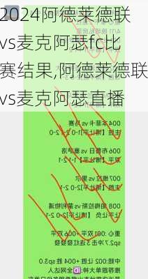 阿德莱德联vs麦克阿瑟fc比赛结果,阿德莱德联vs麦克阿瑟直播