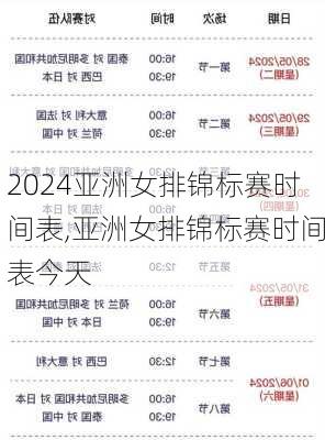亚洲女排锦标赛时间表,亚洲女排锦标赛时间表今天