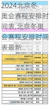 北京冬奥会赛程安排时间表,北京冬奥会赛程安排时间表最新