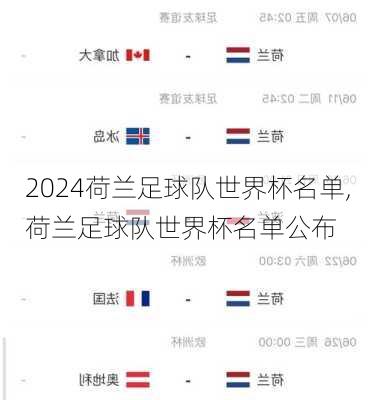 荷兰足球队世界杯名单,荷兰足球队世界杯名单公布