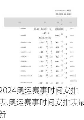奥运赛事时间安排表,奥运赛事时间安排表最新