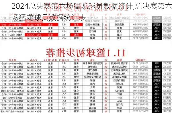 总决赛第六场猛龙球员数据统计,总决赛第六场猛龙球员数据统计表