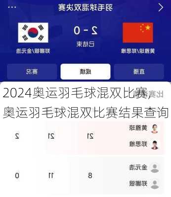 奥运羽毛球混双比赛,奥运羽毛球混双比赛结果查询