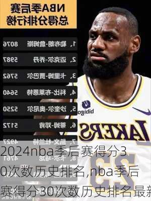 nba季后赛得分30次数历史排名,nba季后赛得分30次数历史排名最新