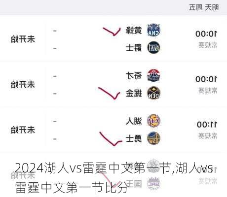 湖人vs雷霆中文第一节,湖人vs雷霆中文第一节比分