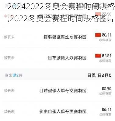 2022冬奥会赛程时间表格,2022冬奥会赛程时间表格图片