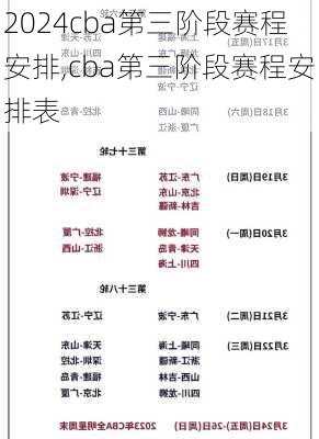 cba第三阶段赛程安排,cba第三阶段赛程安排表