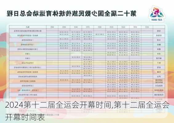 第十二届全运会开幕时间,第十二届全运会开幕时间表