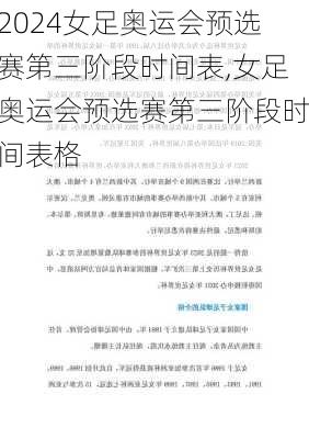 女足奥运会预选赛第三阶段时间表,女足奥运会预选赛第三阶段时间表格