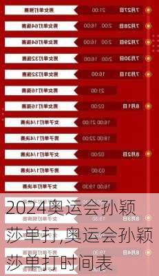 奥运会孙颖莎单打,奥运会孙颖莎单打时间表