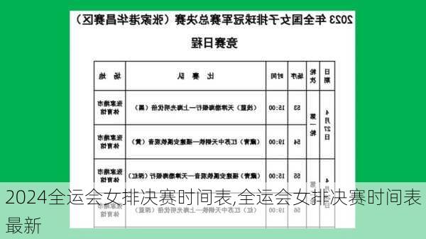 全运会女排决赛时间表,全运会女排决赛时间表最新