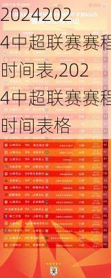 2024中超联赛赛程时间表,2024中超联赛赛程时间表格