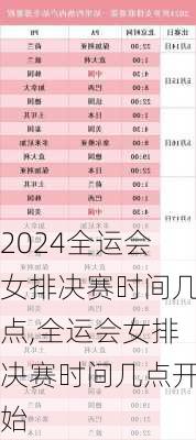 全运会女排决赛时间几点,全运会女排决赛时间几点开始