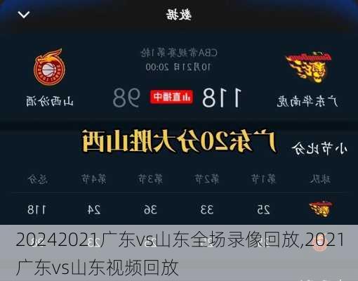 2021广东vs山东全场录像回放,2021广东vs山东视频回放