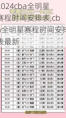 cba全明星赛程时间安排表,cba全明星赛程时间安排表最新