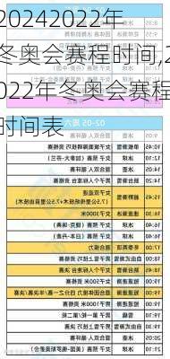 2022年冬奥会赛程时间,2022年冬奥会赛程时间表