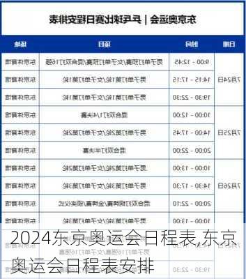 东京奥运会日程表,东京奥运会日程表安排