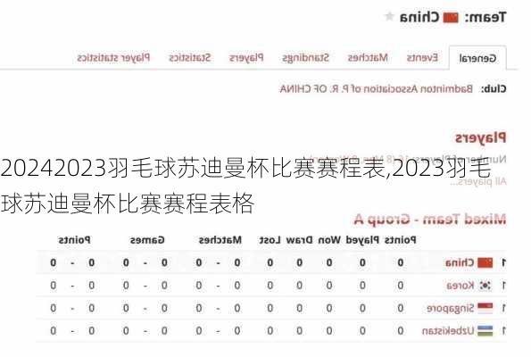 2023羽毛球苏迪曼杯比赛赛程表,2023羽毛球苏迪曼杯比赛赛程表格