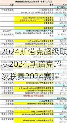 斯诺克超级联赛2024,斯诺克超级联赛2024赛程