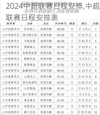 中超联赛日程安排,中超联赛日程安排表