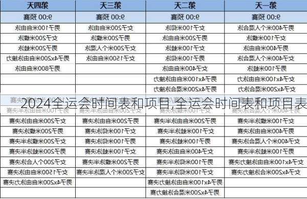 全运会时间表和项目,全运会时间表和项目表
