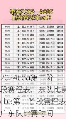 cba第二阶段赛程表广东队比赛,cba第二阶段赛程表广东队比赛时间