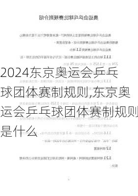 东京奥运会乒乓球团体赛制规则,东京奥运会乒乓球团体赛制规则是什么
