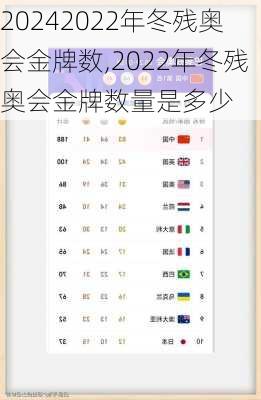 2022年冬残奥会金牌数,2022年冬残奥会金牌数量是多少