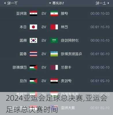 亚运会足球总决赛,亚运会足球总决赛时间