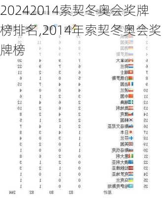 2014索契冬奥会奖牌榜排名,2014年索契冬奥会奖牌榜