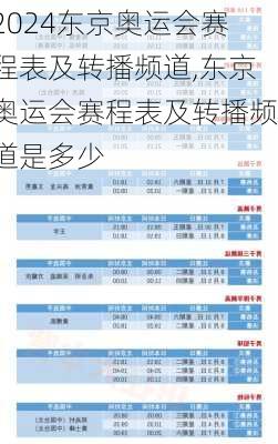 东京奥运会赛程表及转播频道,东京奥运会赛程表及转播频道是多少