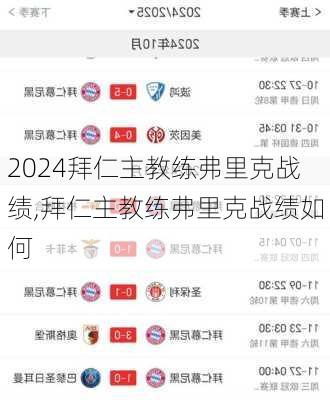拜仁主教练弗里克战绩,拜仁主教练弗里克战绩如何