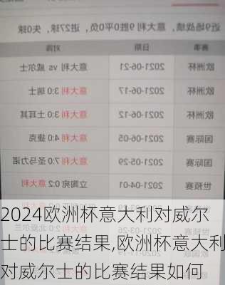 欧洲杯意大利对威尔士的比赛结果,欧洲杯意大利对威尔士的比赛结果如何