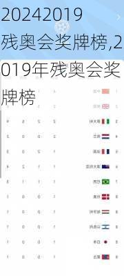 2019残奥会奖牌榜,2019年残奥会奖牌榜