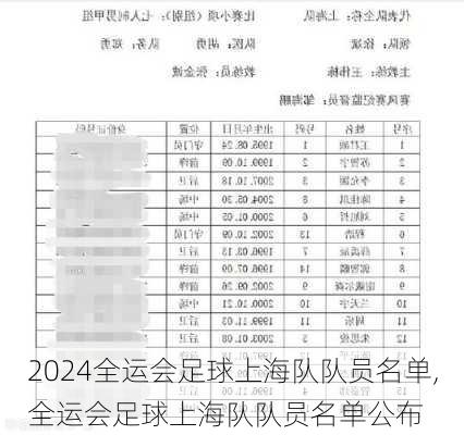 全运会足球上海队队员名单,全运会足球上海队队员名单公布